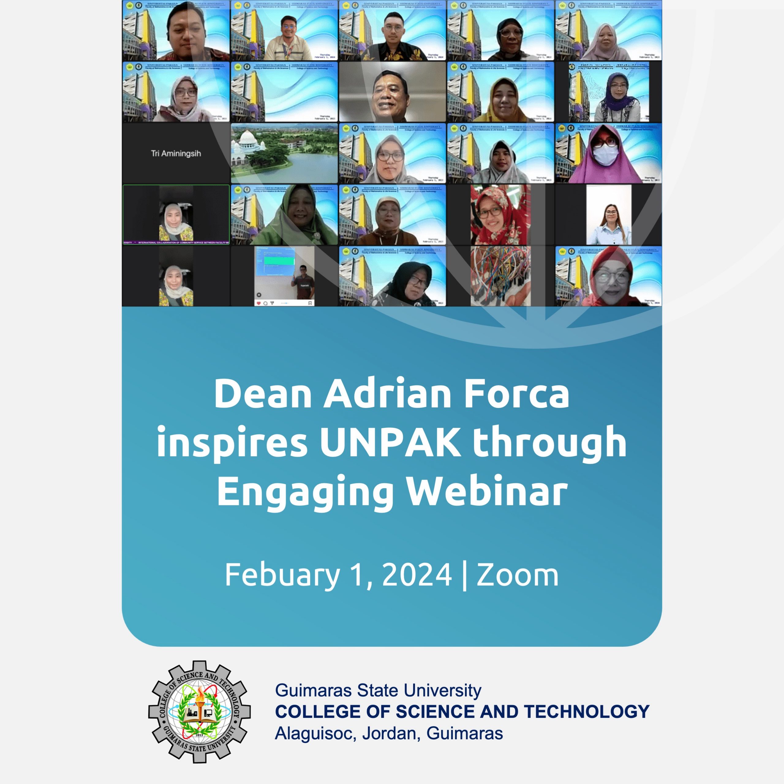 Dean Adrian Forca inspires Universitas Pakuan, Indonesia through engaging Zoom Webinar