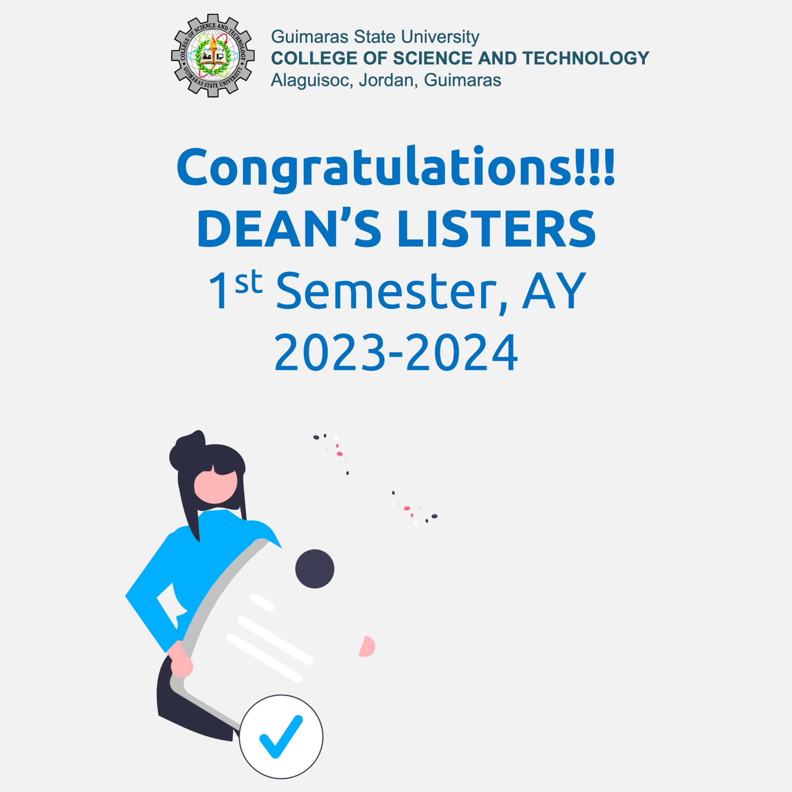 Deans Lister: First Semester, AY 2023-2024