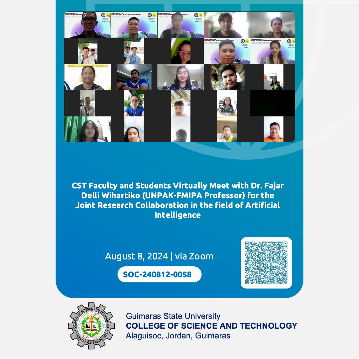 CST Faculty and Students Virtually Meet with Dr. Fajar Delli Wihartiko (UNPAK-FMIPA Professor) for the Joint Research Collaboration in the field of Artificial Intelligence