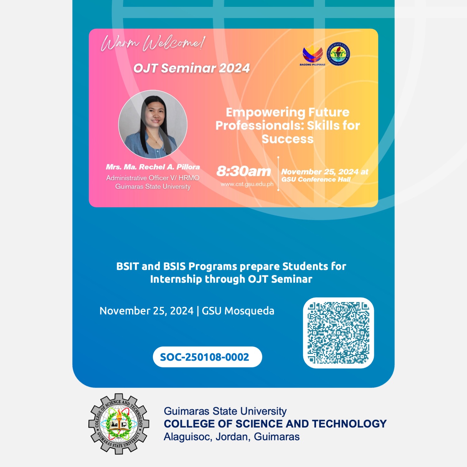 BSIT and BSIS Programs prepare Students for Internship through OJT Seminar