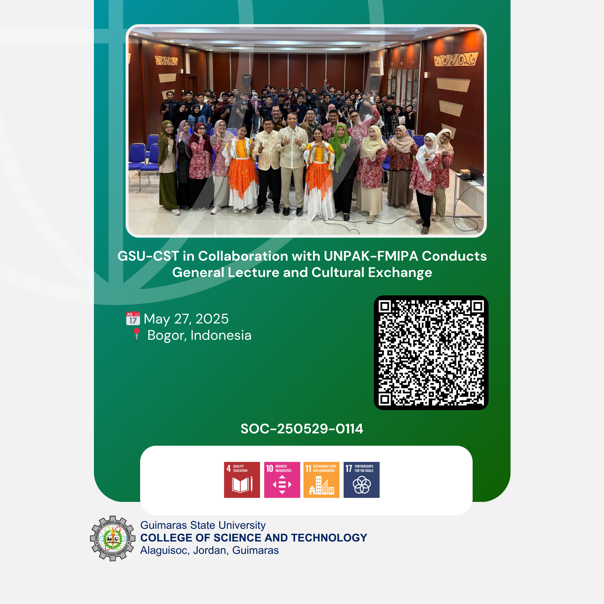 GSU-CST in Collaboration with UNPAK-FMIPA Conducts General Lecture and Cultural Exchange