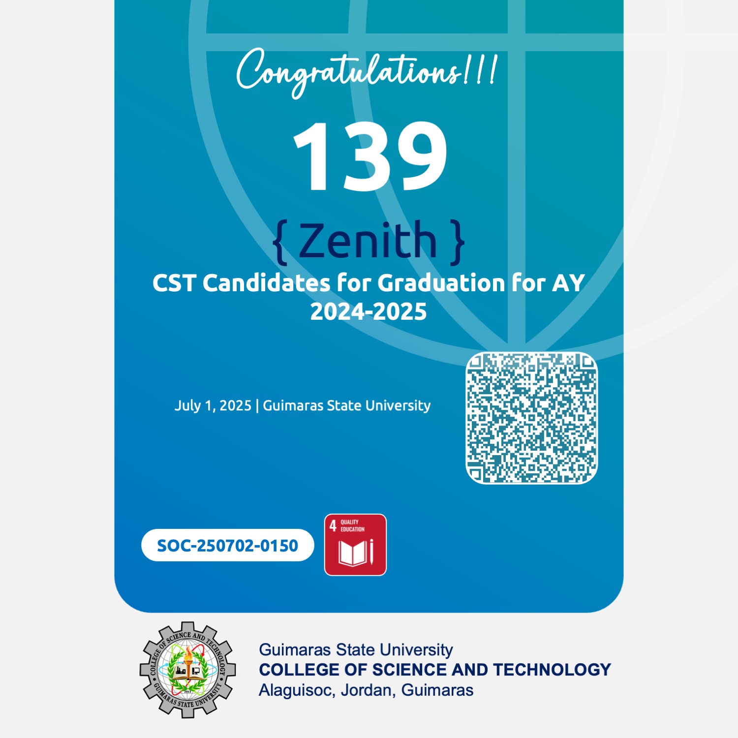 { Zenith } 128 CST Candidates for Graduation for AY 2024-2025