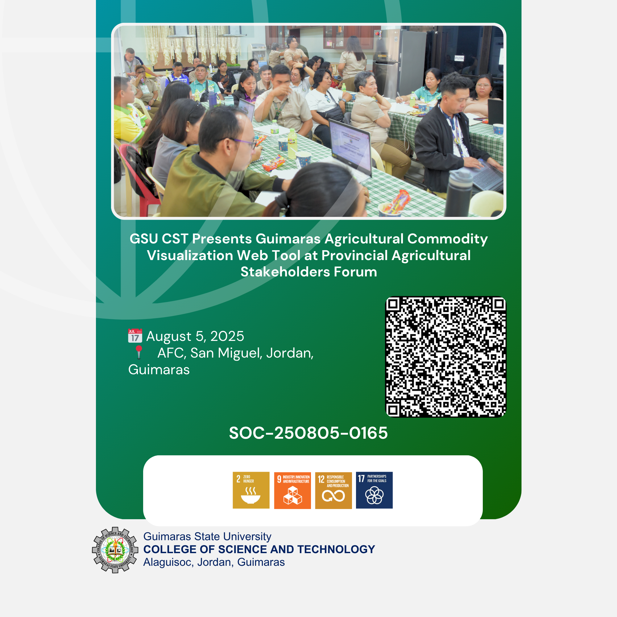 GSU CST Presents Guimaras Agricultural Commodity Visualization Web Tool at Provincial Agricultural Stakeholders Forum
