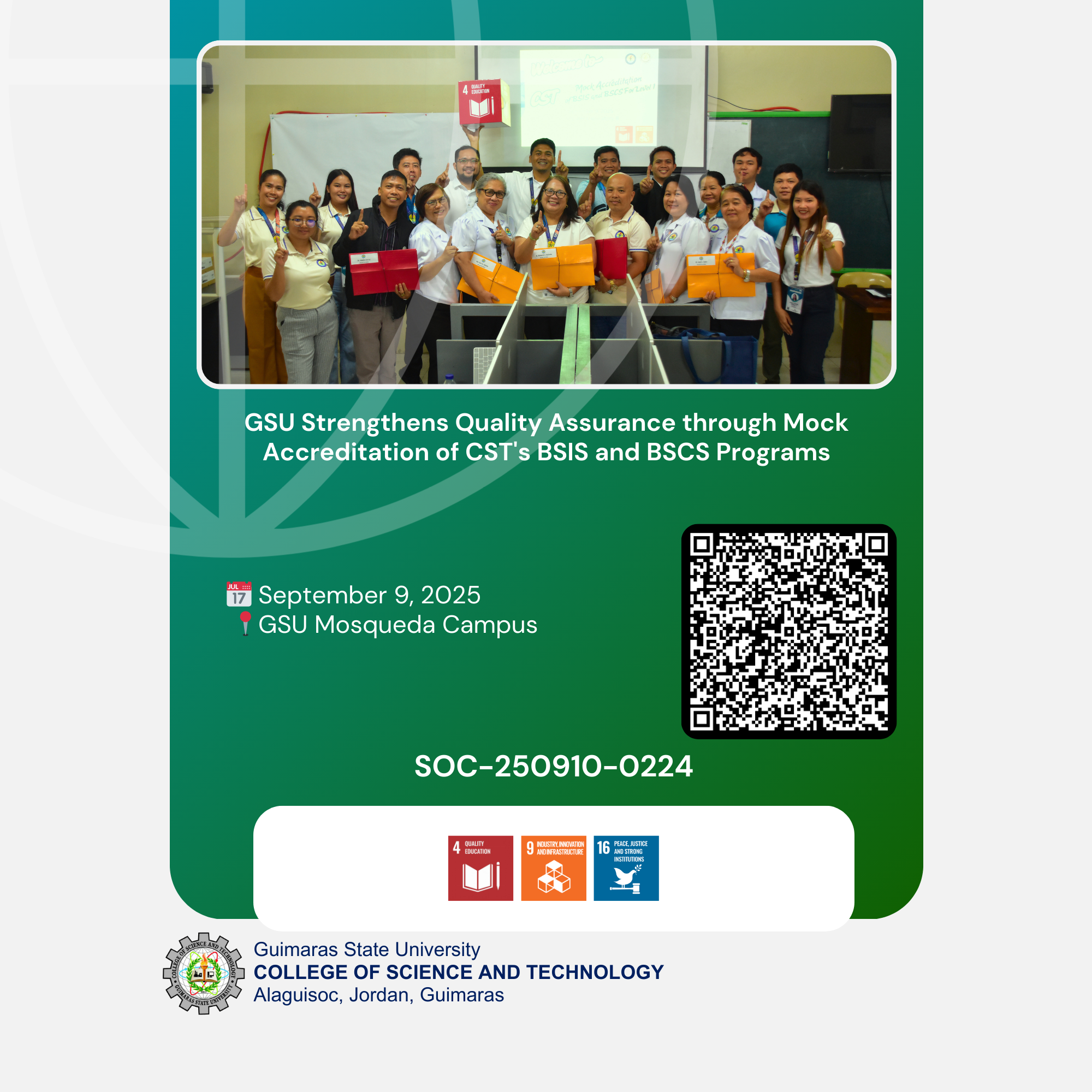 GSU Strengthens Quality Assurance through Mock Accreditation of CST’s BSIS and BSCS Programs