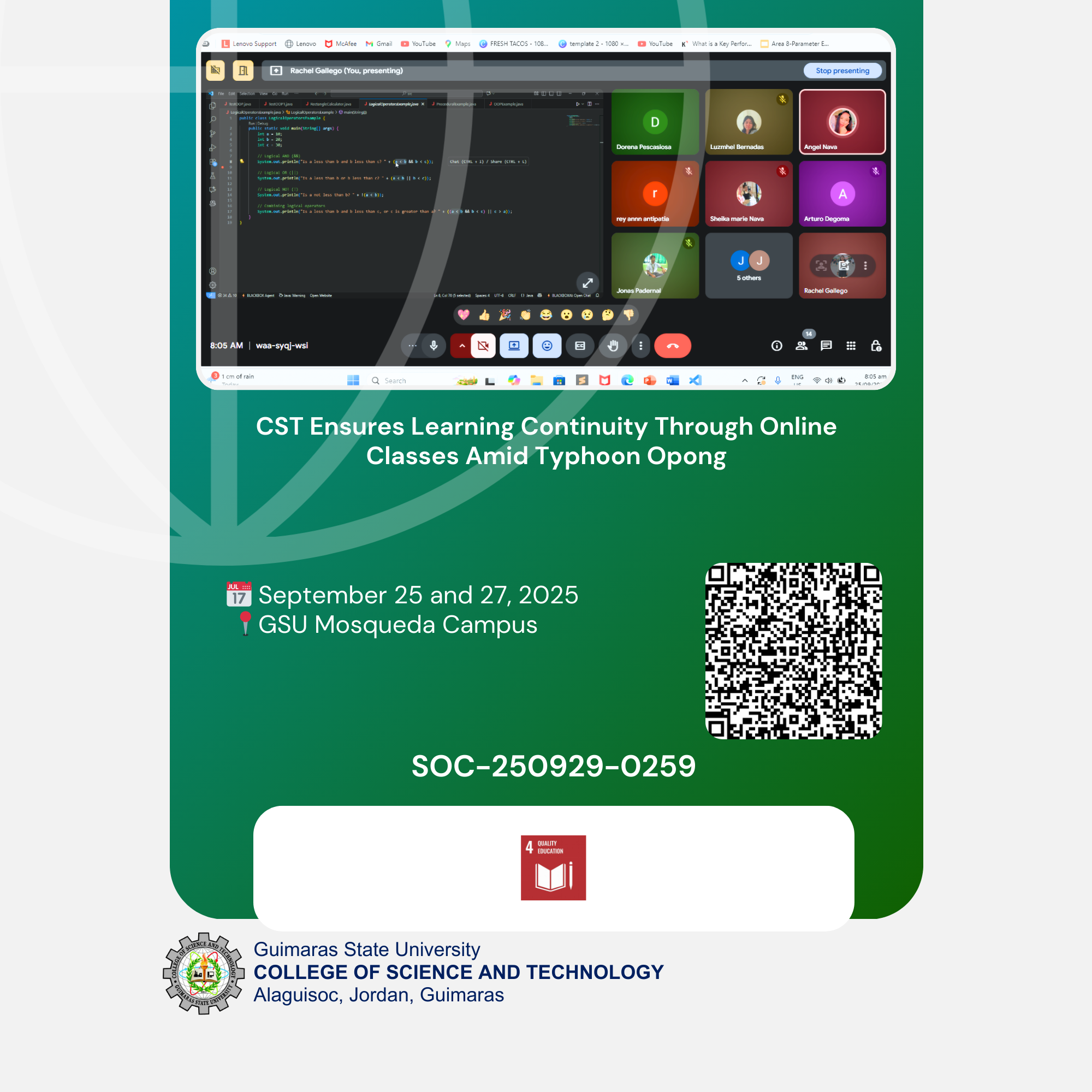 CST Ensures Learning Continuity Through Online Classes Amid Typhoon Opong