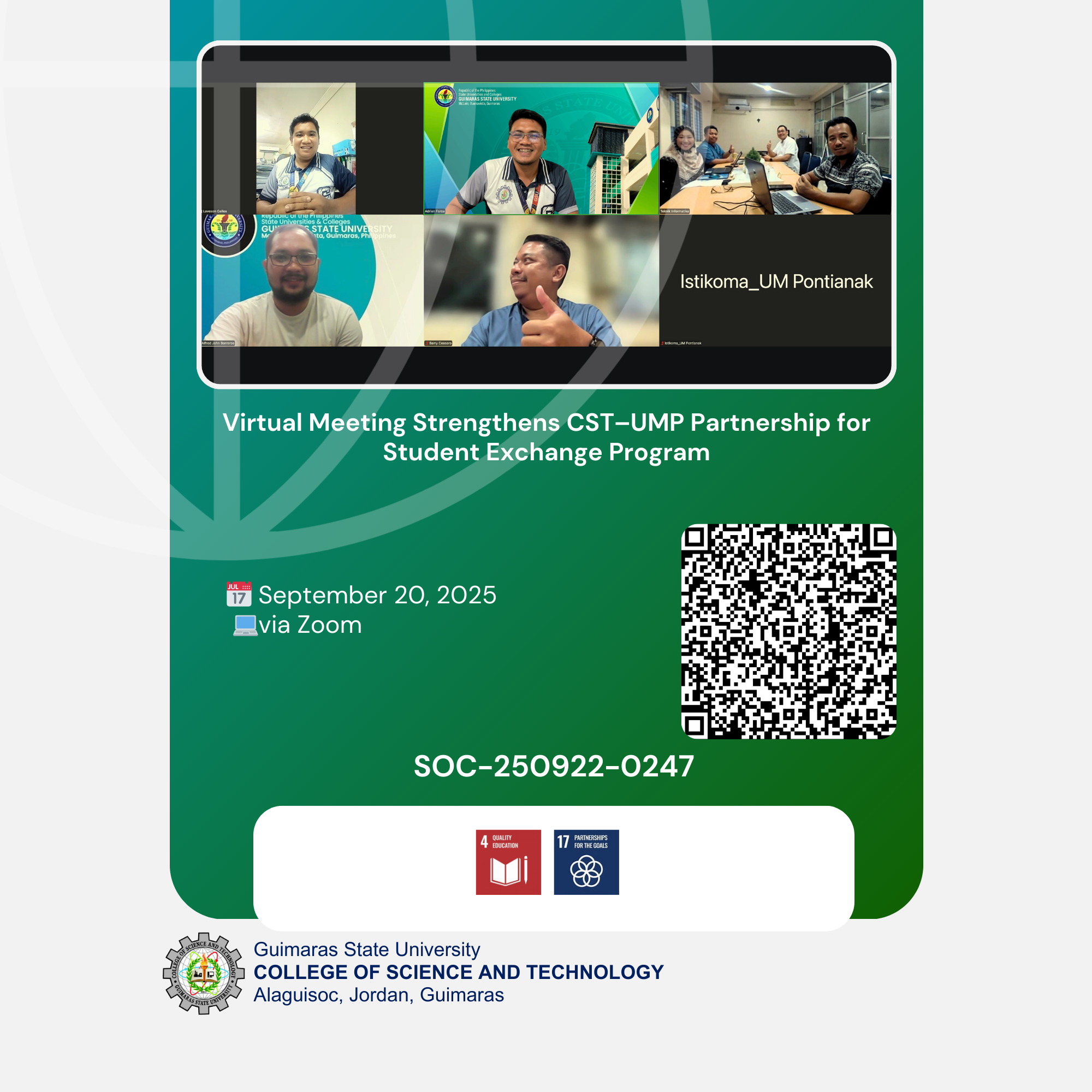 Virtual Meeting Strengthens CST–UMP Partnership for Student Exchange Program