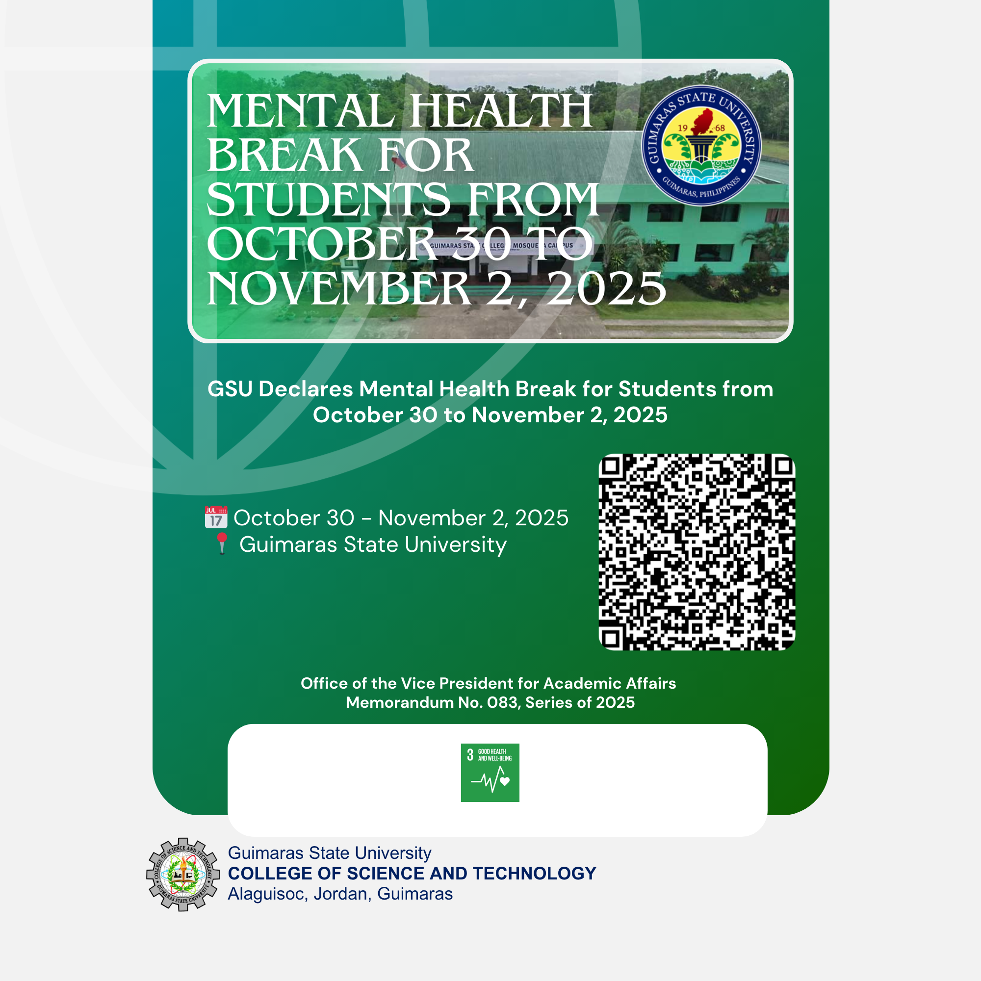 GSU Declares Mental Health Break for Students from October 30 to November 2, 2025