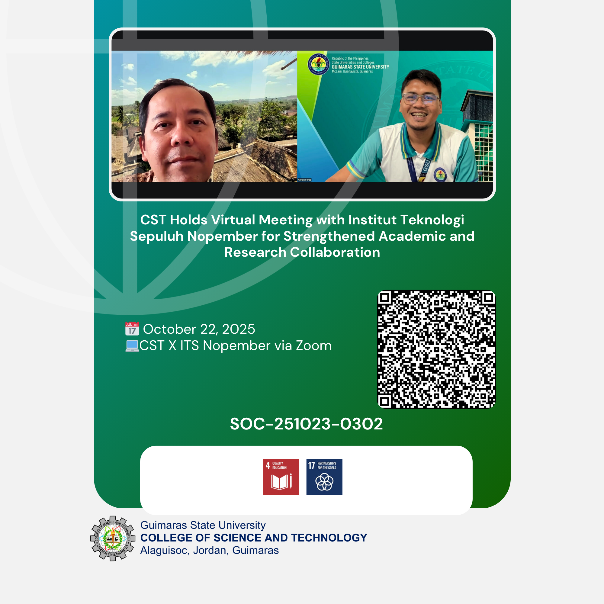 CST Holds Virtual Meeting with Institut Teknologi Sepuluh Nopember for Strengthened Academic and Research Collaboration