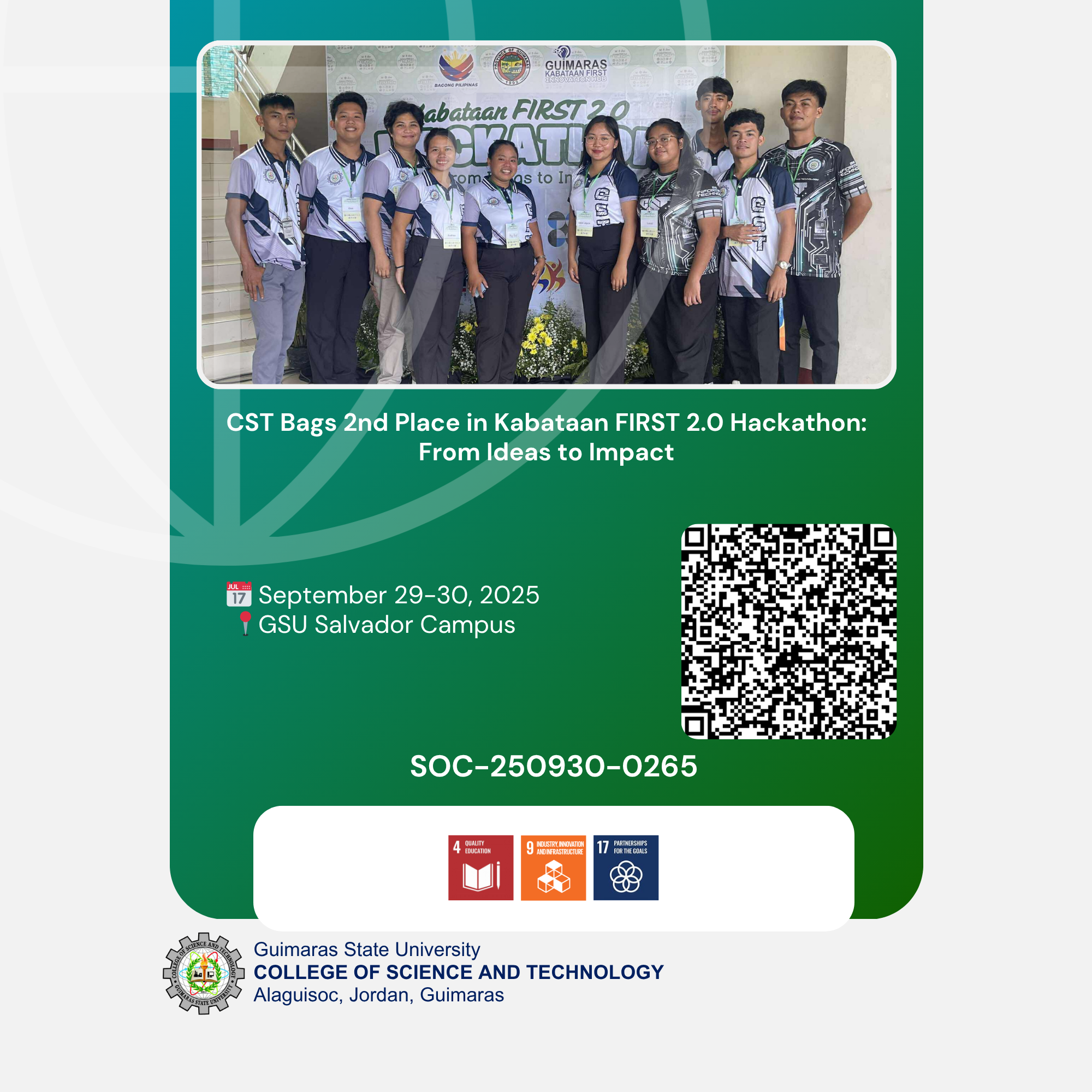 CST Bags 2nd Place in Kabataan FIRST 2.0 Hackathon: From Ideas to Impact