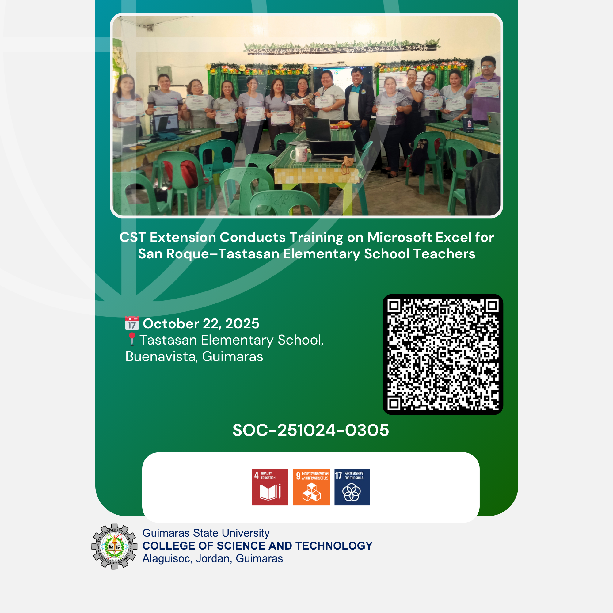 CST Extension Conducts Training on Microsoft Excel for San Roque–Tastasan Elementary School Teachers