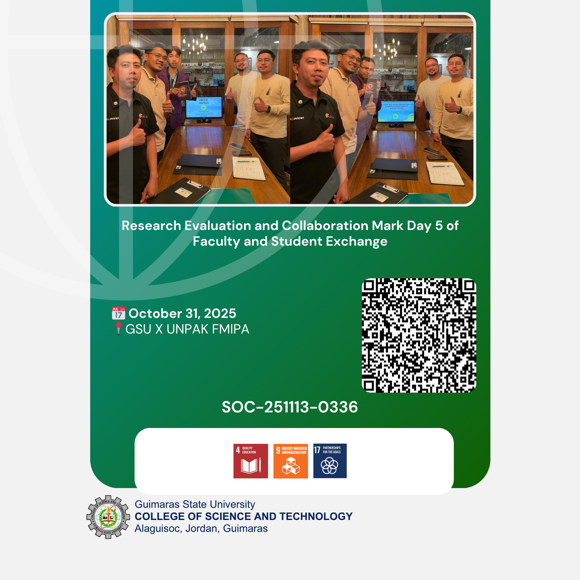 Research Evaluation and Collaboration Mark Day 5 of Faculty and Student Exchange