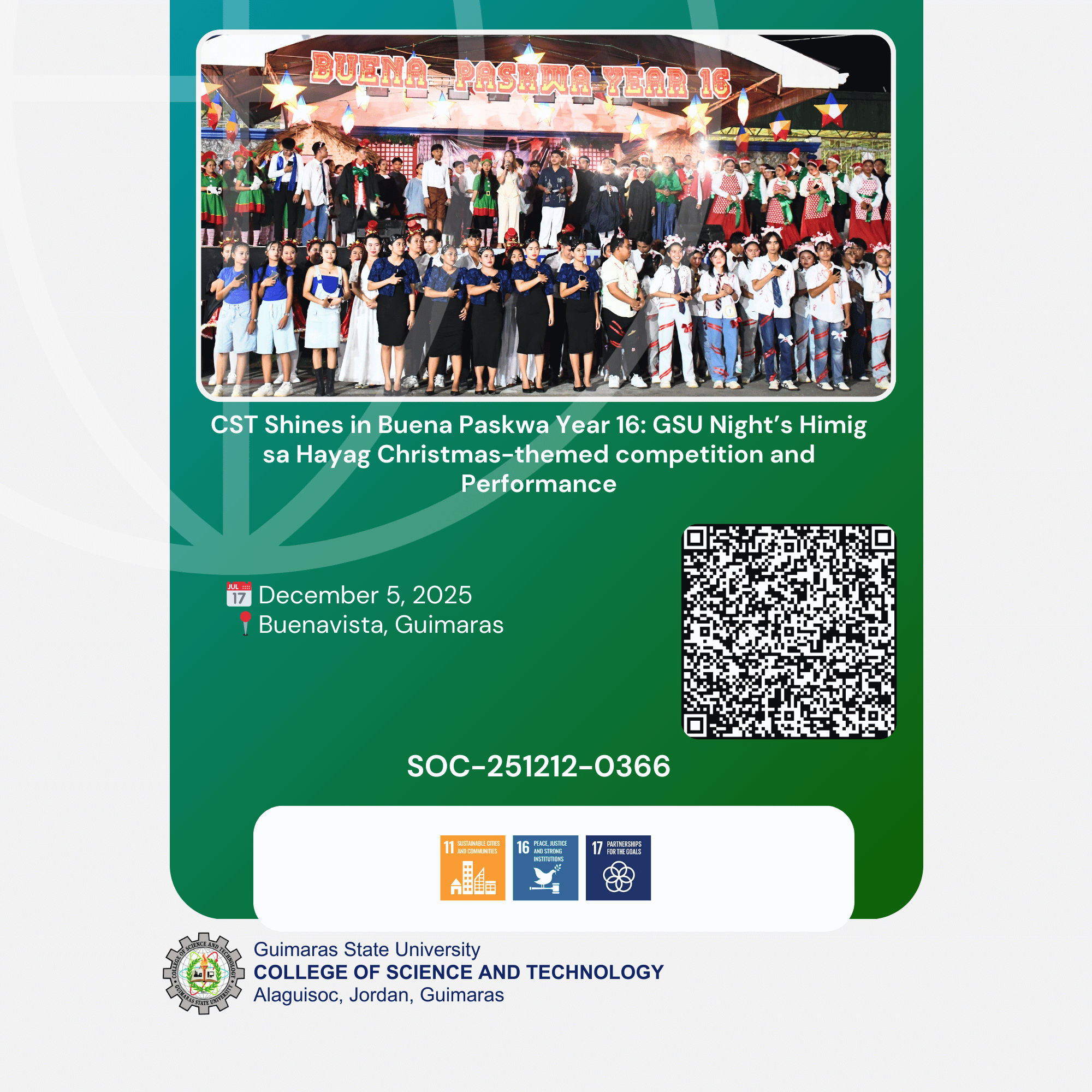 CST Shines in Buena Paskwa Year 16: GSU Night’s Himig sa Hayag Christmas-themed competition and Performance