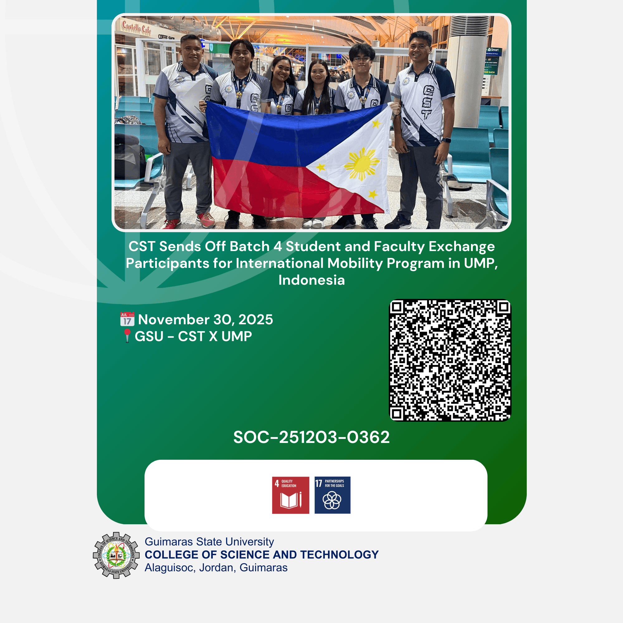 CST Sends Off Batch 4 Student and Faculty Exchange Participants for International Mobility Program in UMP, Indonesia