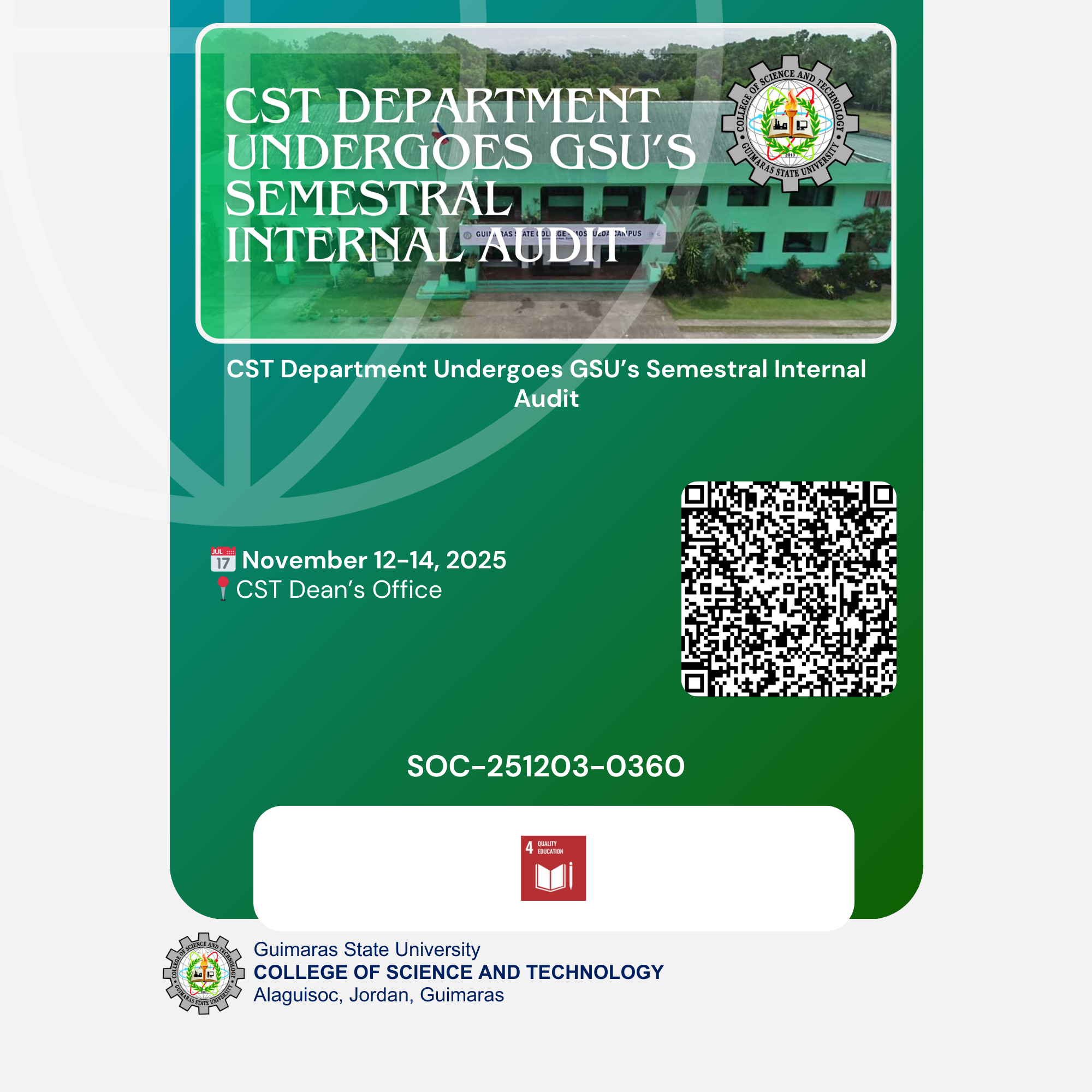 CST Department Undergoes GSU’s Semestral Internal Audit