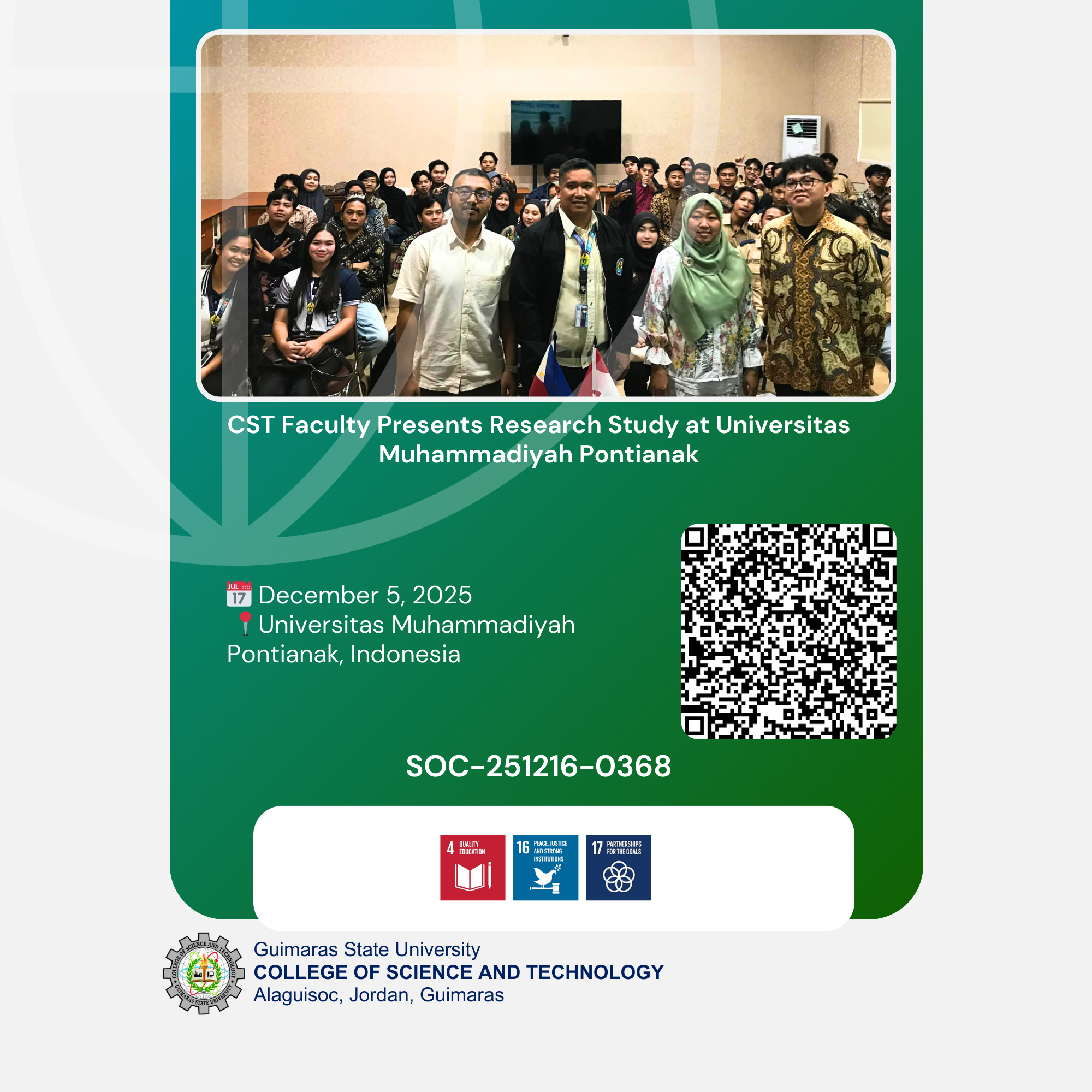 CST Faculty Presents Research Study at Universitas Muhammadiyah Pontianak