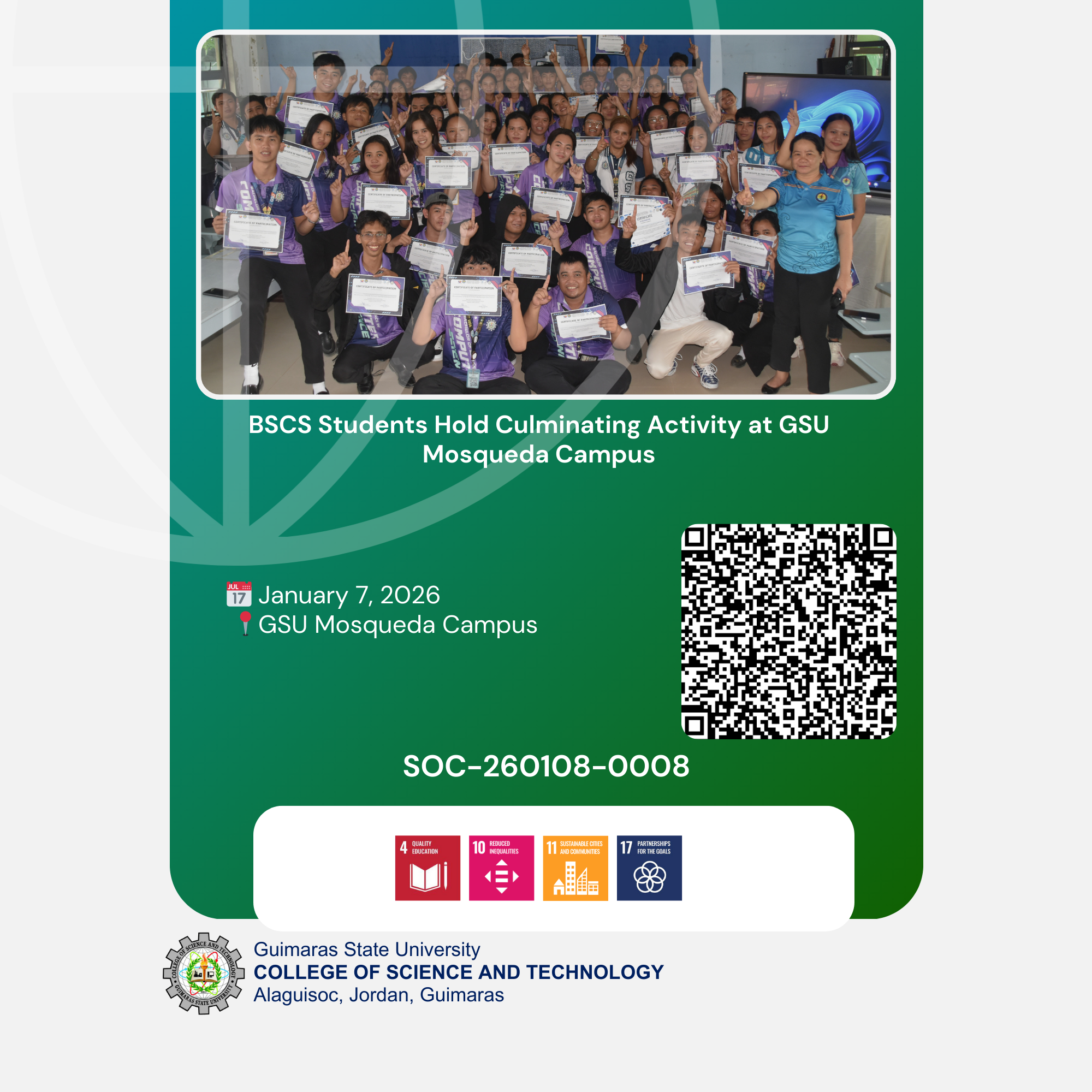 BSCS Students Hold Culminating Activity at GSU Mosqueda Campus