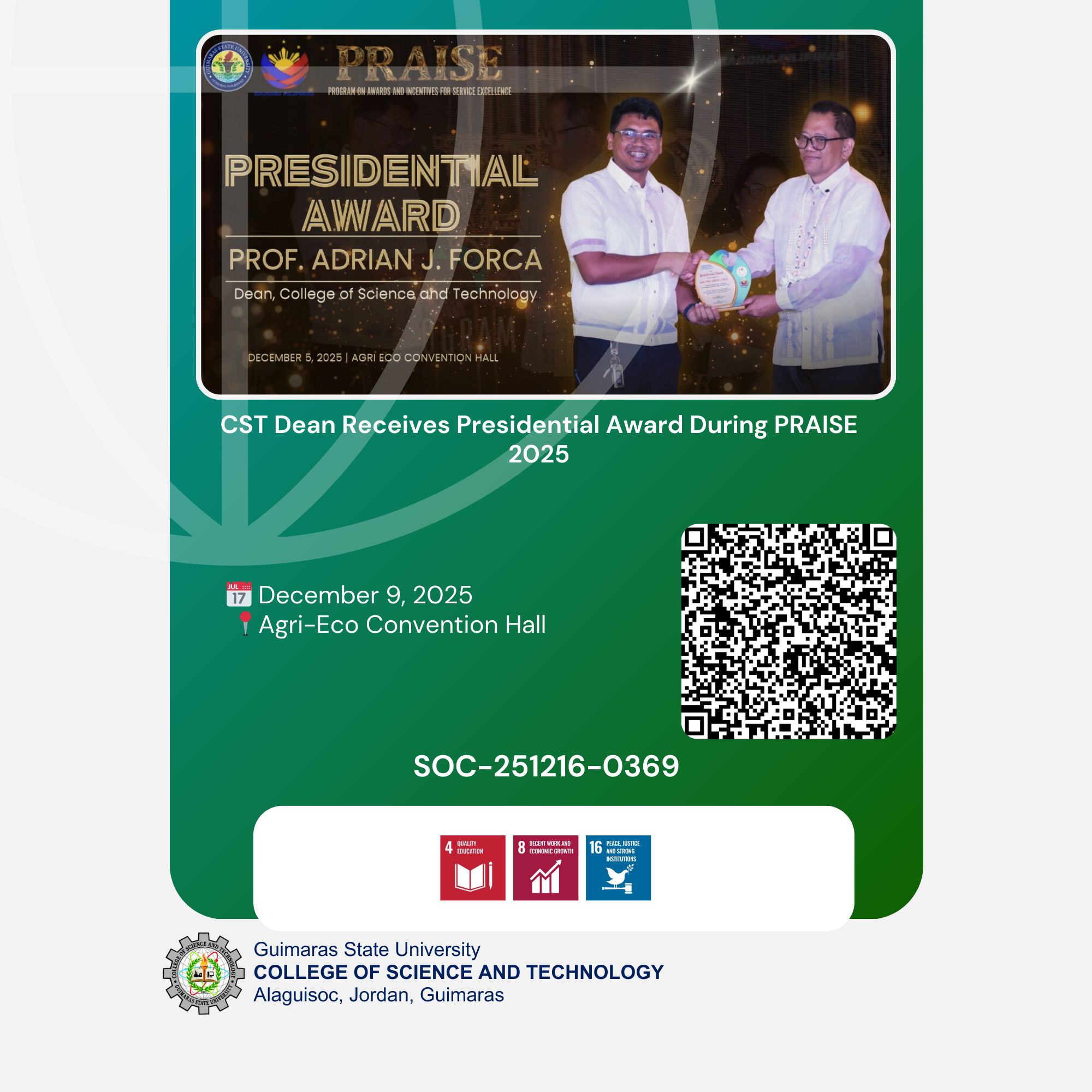 CST Dean Receives Presidential Award During PRAISE 2025