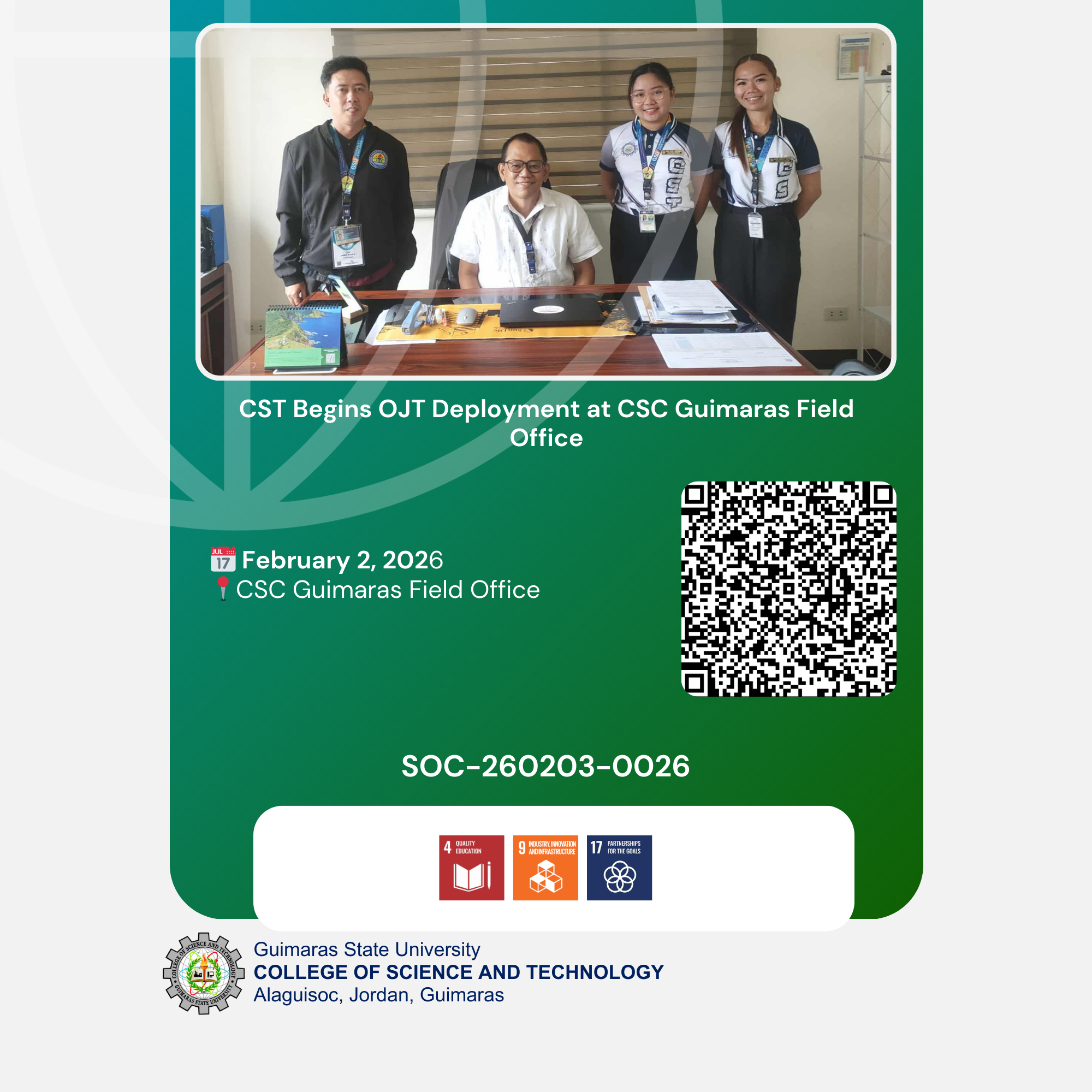 CST Begins OJT Deployment at CSC Guimaras Field Office