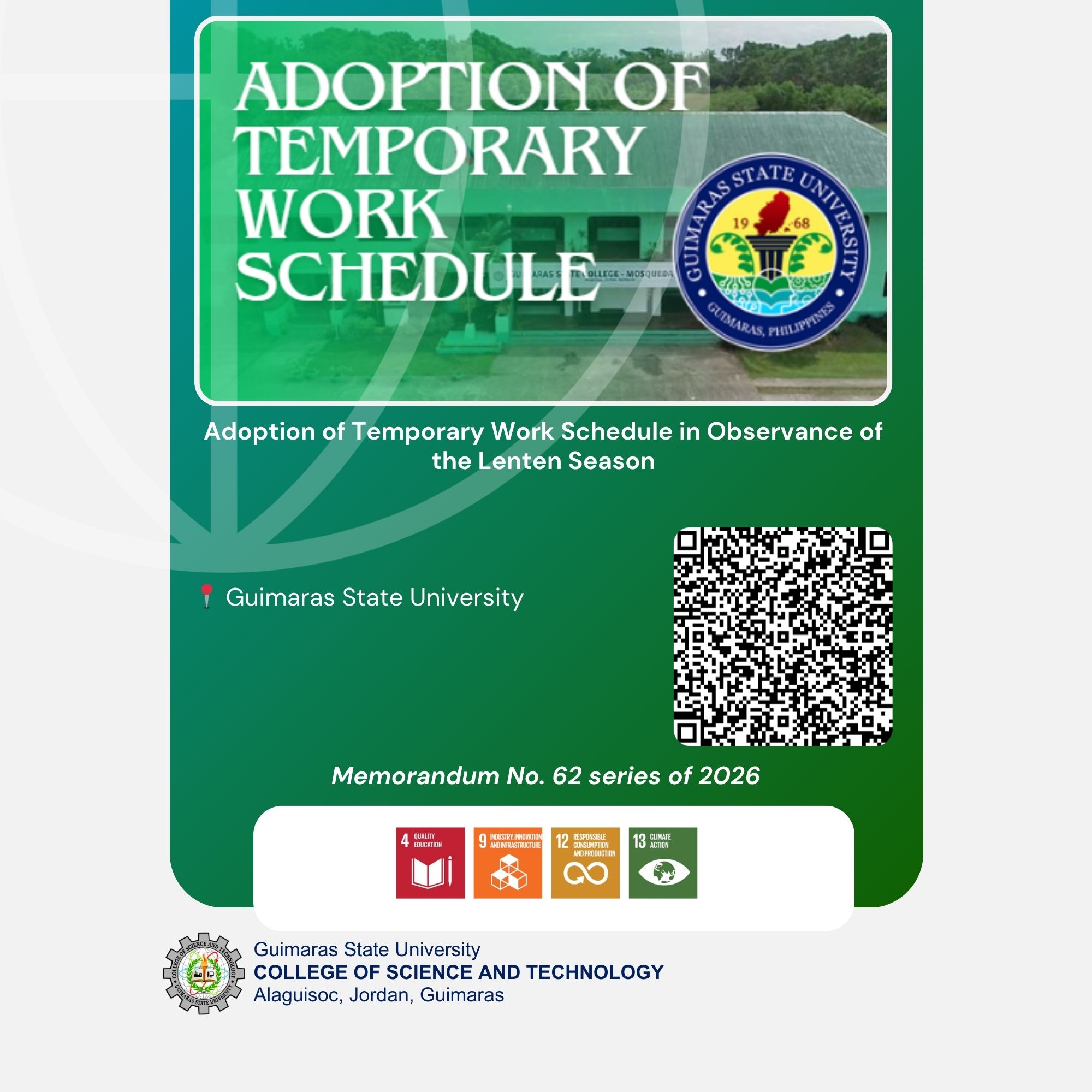 Adoption of Temporary Work Schedule in Observance of the Lenten Season