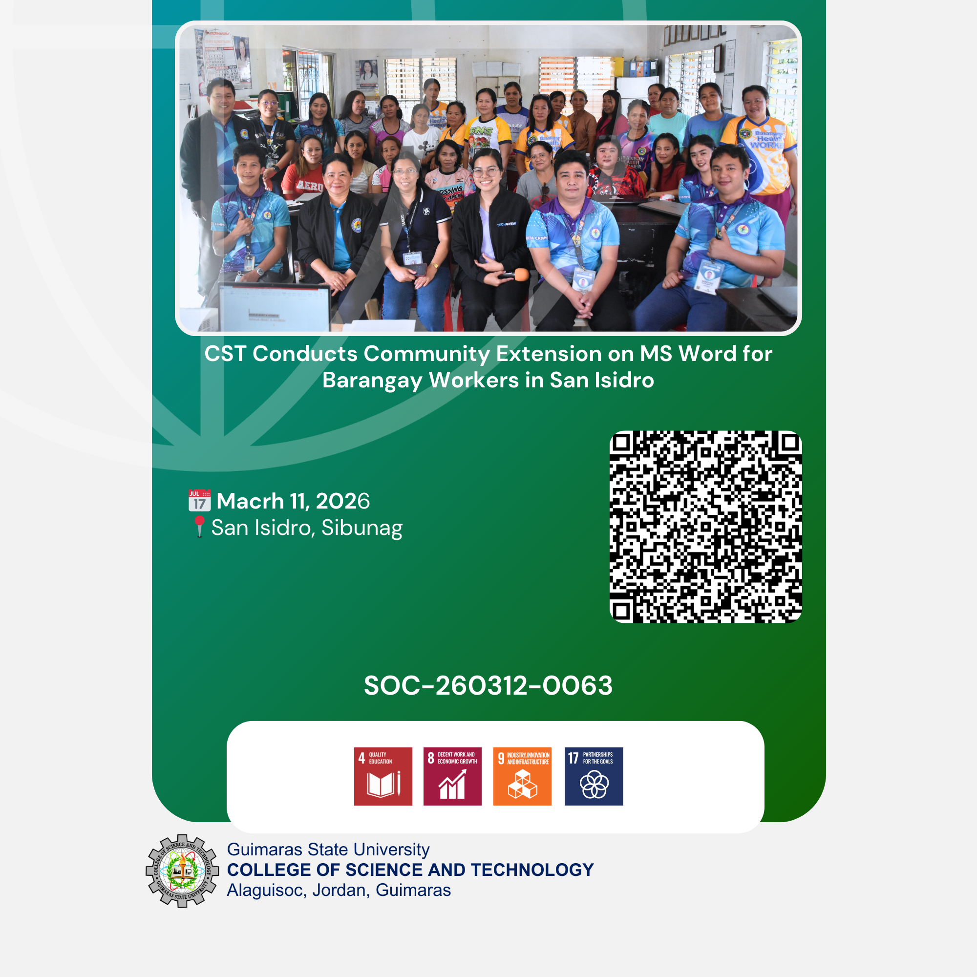 CST Conducts Community Extension on MS Word for Barangay Workers in San Isidro