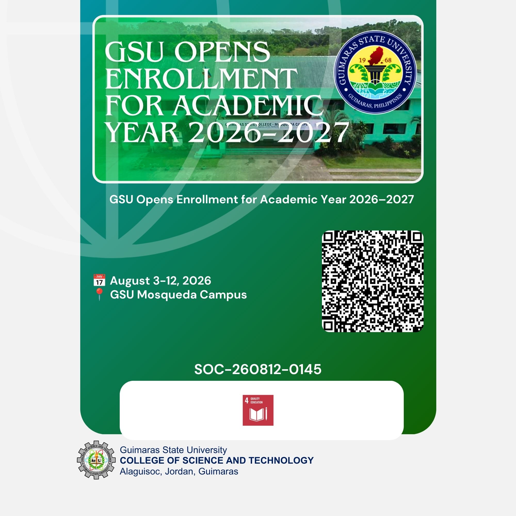 GSU Opens Enrollment for Academic Year 2026–2027