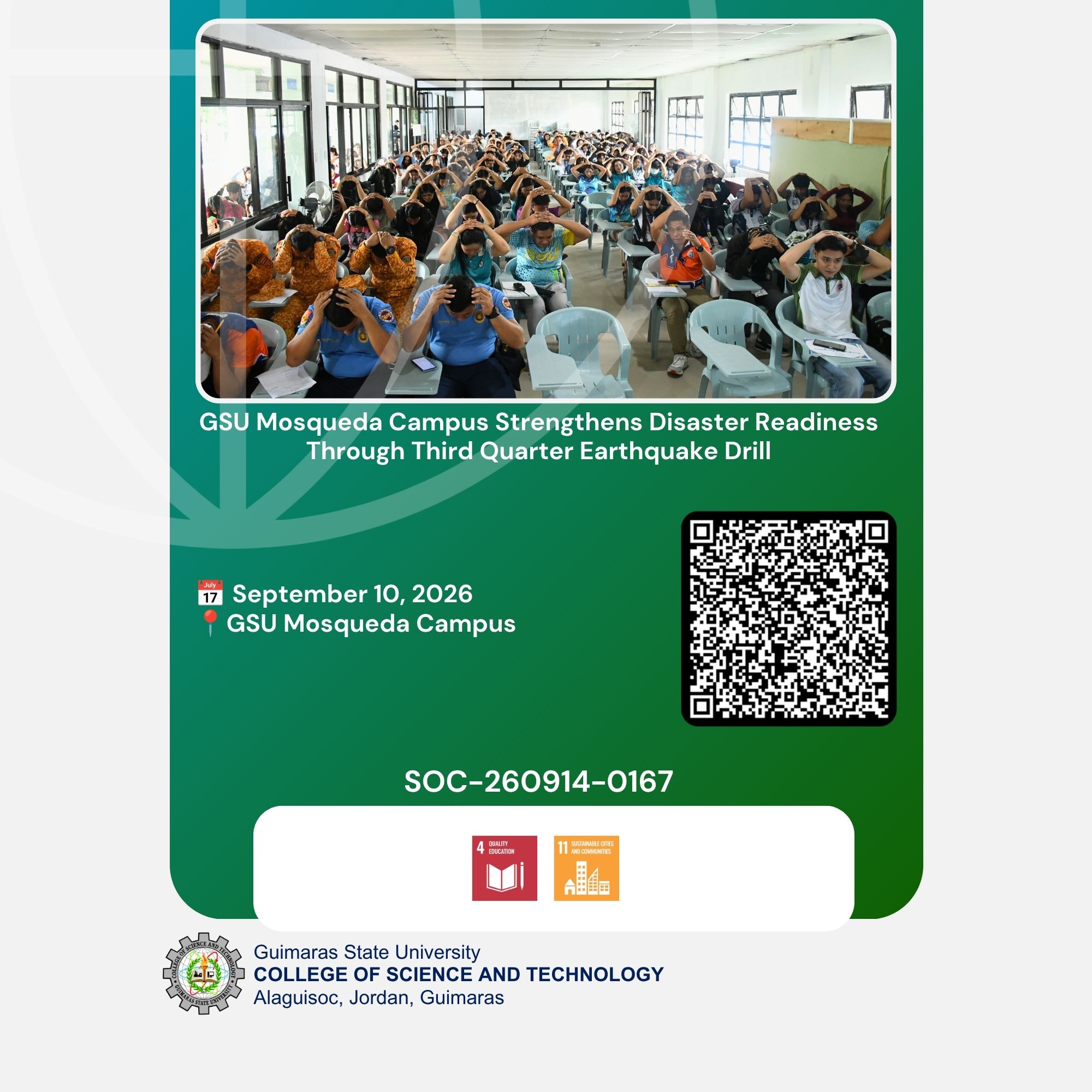 GSU Mosqueda Campus Strengthens Disaster Readiness Through Third Quarter Earthquake Drill